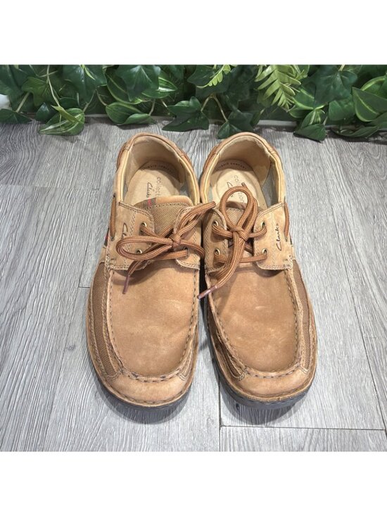 Clarks  Men’s  Waterloo Brown  Nubuck Leather Boat Loafers Size 10.5 main image 10